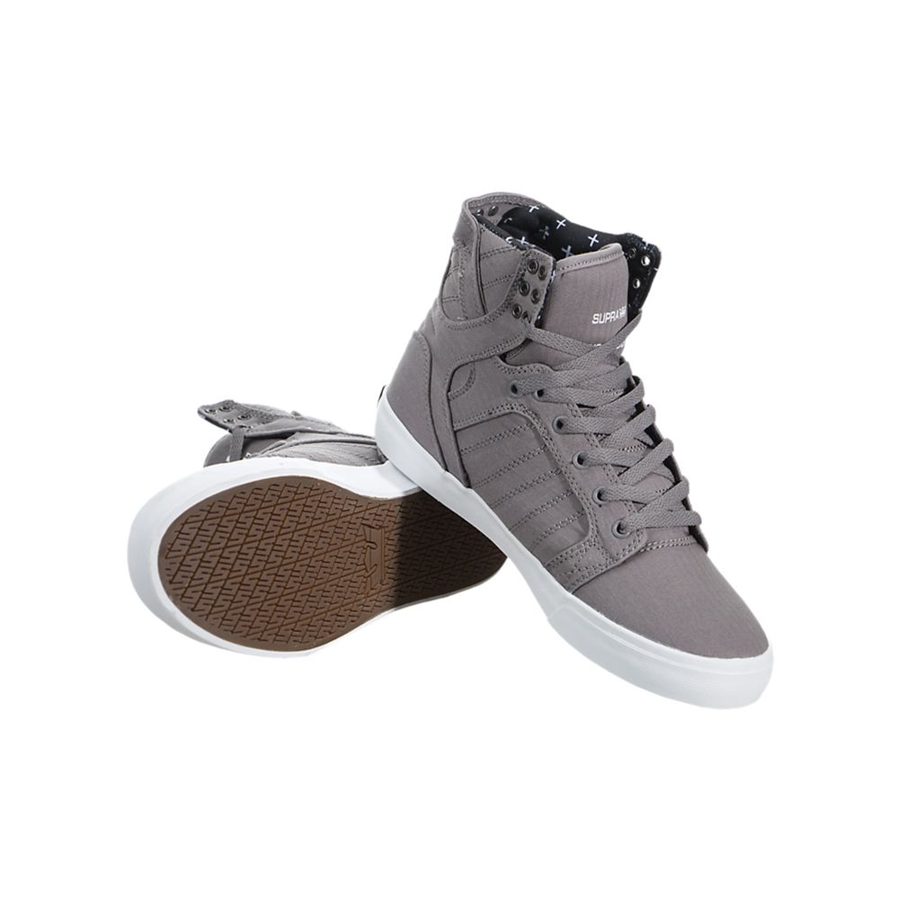 Baskets Montantes Supra SkyTop Grise Grey/Print-White Homme | PIJ-70801379